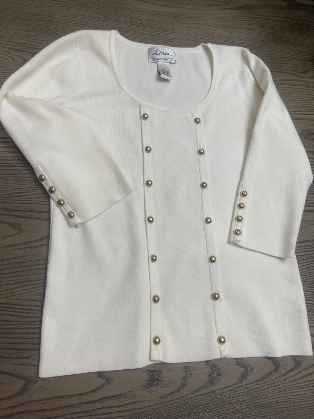 Linea by Louis Dell'Olio Gold -Button Knit Top